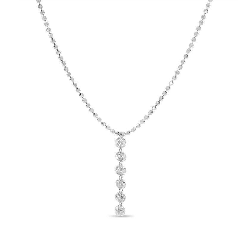 Custom Necklace with Initials-14K White Gold 0.30ct. Dashing Diamond 6 Stone Drop Necklace