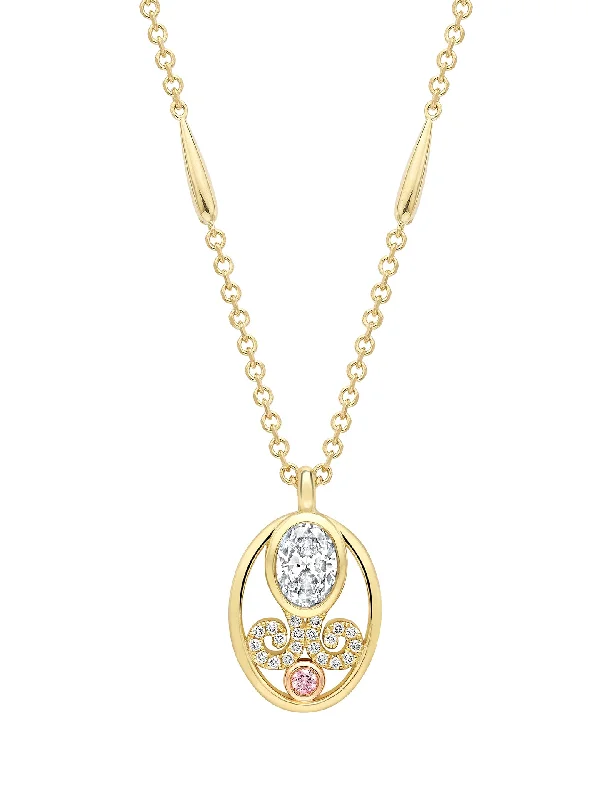 Gold Necklace with Emerald-A Family Journey Paris Tuileries Diamond Yellow Gold Pendant