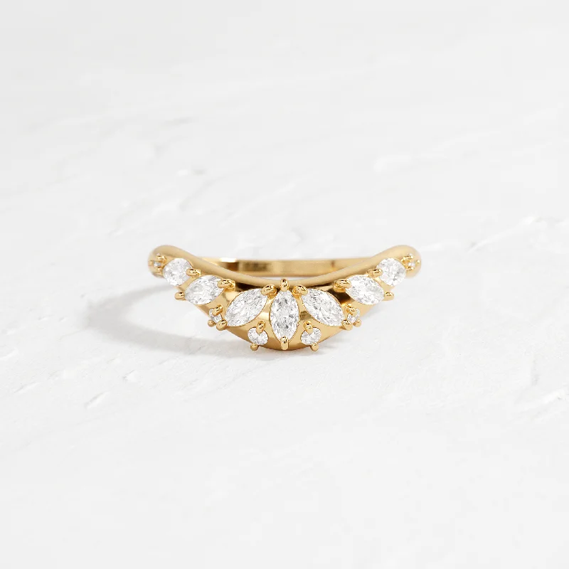 Classic Gold Ring-Amplify Band with Marquise Diamonds