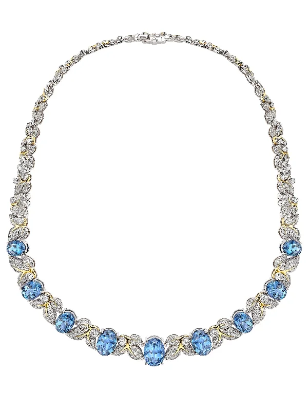 Designer Silver Necklace-Secret Garden Verdure Tanzanite and Diamond Necklace