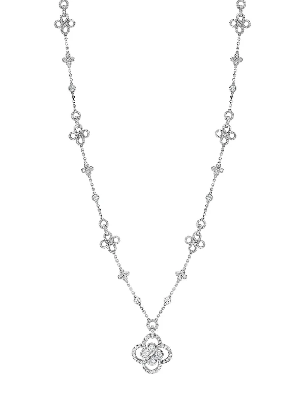 Vintage Silver Necklace-Be Boodles Long White Gold Large Diamond Necklace