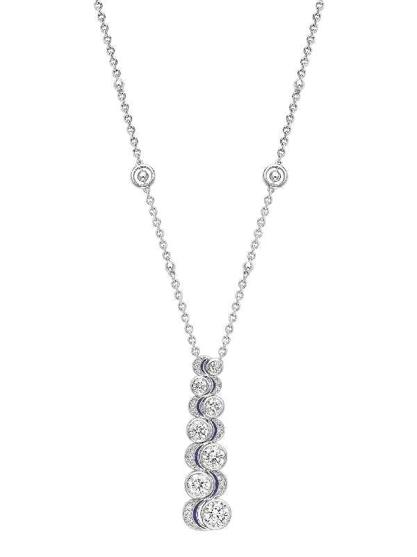 Custom Necklace for Bridesmaids-Over the Moon Diamond Enamel Platinum Pendant