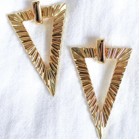 Trendy Earrings for Bridesmaids-Kinsey Designs | Colin Gold Tone Triangular Earrings