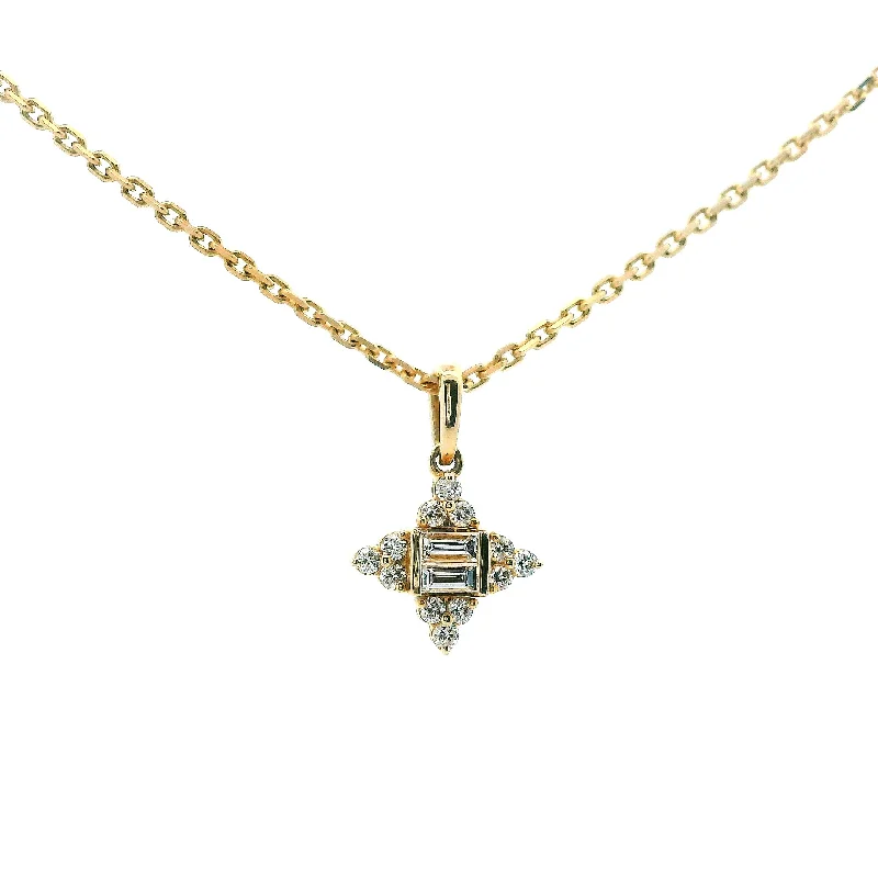 Trendy Gold Chain Necklace-14K Yellow Gold 0.21cttw. Diamond Star Pendant Necklace