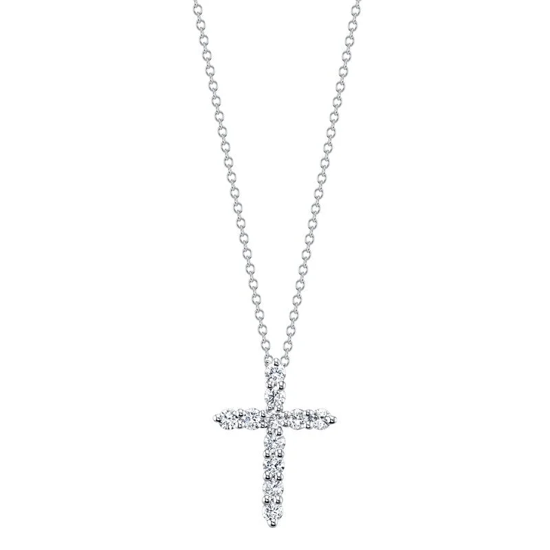 Women’s Layered Necklace-14K White Gold 0.25ct. Diamond Cross Necklace