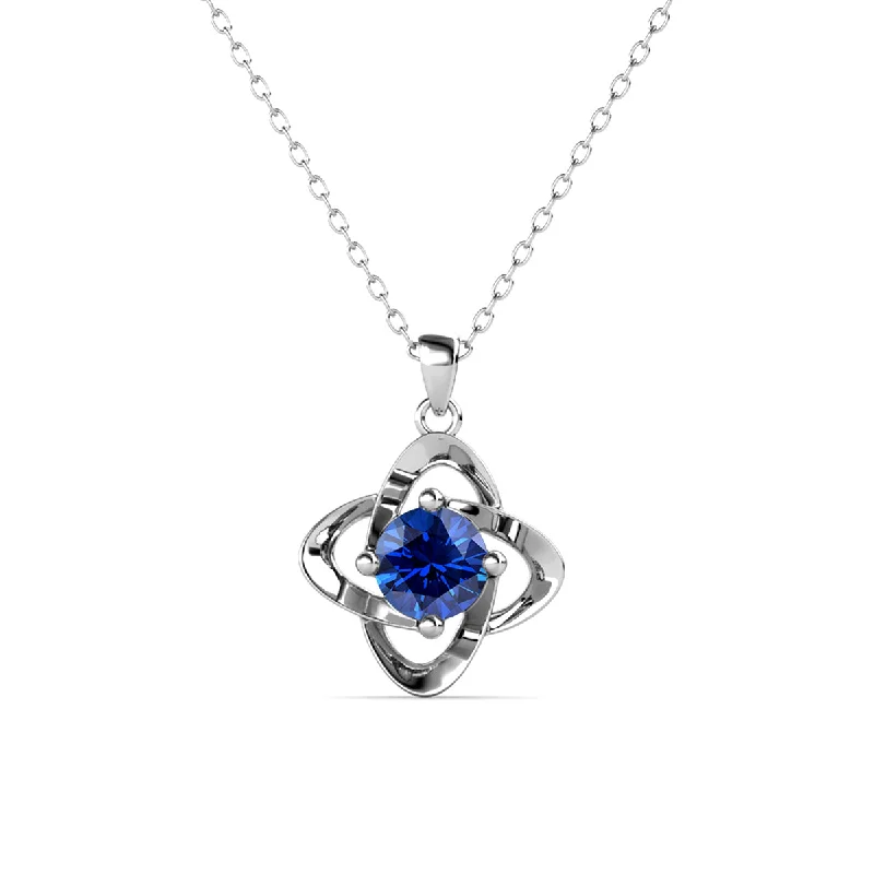 Chic Necklace for Women-Infinity September Birthstone Sapphire Necklace 18k White Gold Plated Silver Birthstone Necklace with Swarovski Crystal