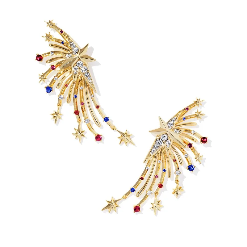 Pearl Earrings for Bride-Kendra Scott | Firework Statement Earrings in Red, White, and Blue Mix