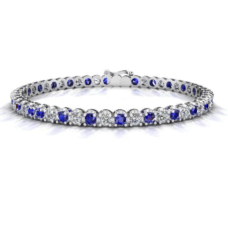 Classic Gold Tennis Bracelet-Round Brilliant Diamond and Sapphire Bracelet BR45558DS