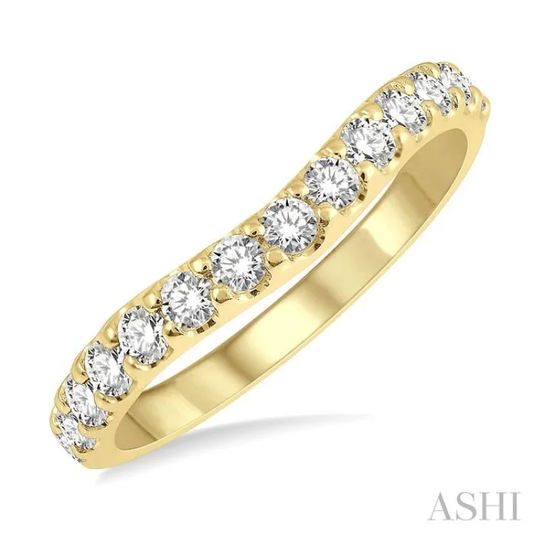 Customizable Engagement Ring-1/2 Ctw Arched Center Round Cut Diamond Wedding Band in 14K Yellow Gold