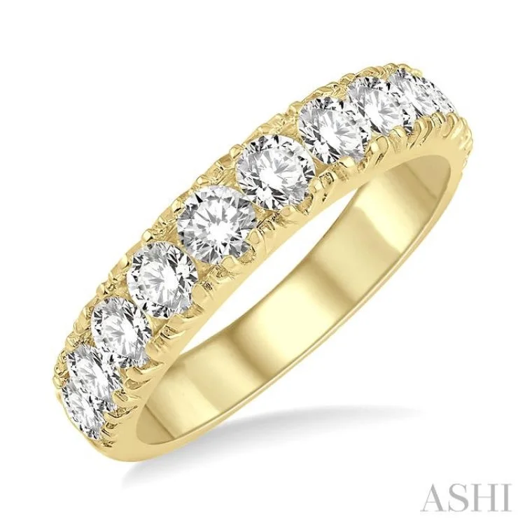 Personalized Name Ring-1 1/2 ctw 11 Stone Round Cut Diamond Wedding Band in 14K Yellow Gold