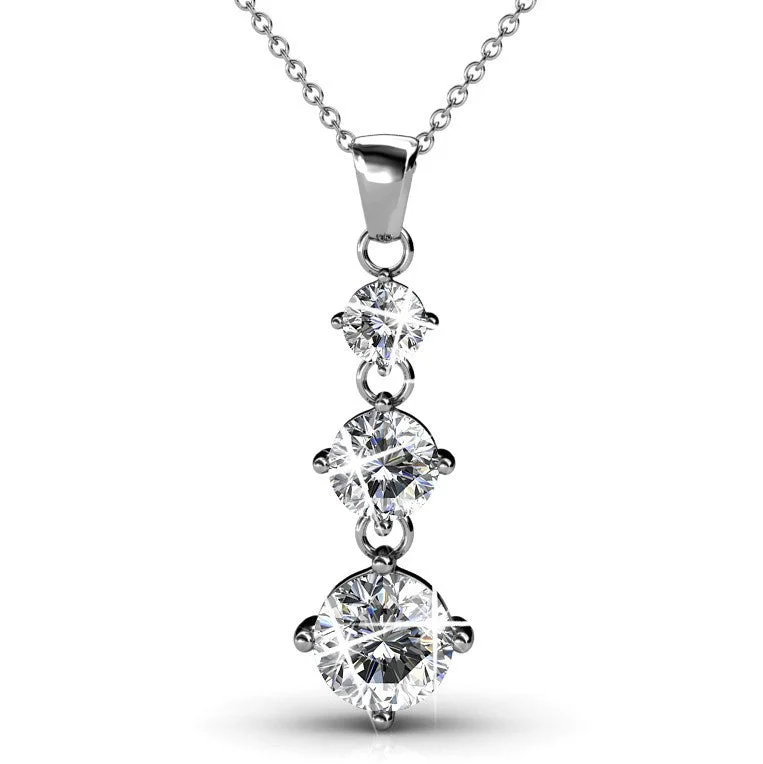 Custom Necklace with Gemstones-Delilah 18k White Gold Plated Drop Pendant Necklace with Swarovski Crystals