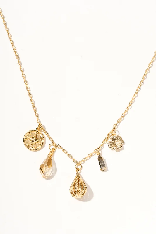 Dainty Pendant Necklace-Elowen 14k Gold Charm Mix Necklace