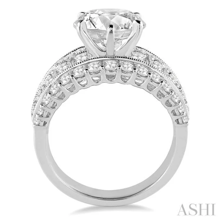 Unique Gold Engagement Ring-2 1/10 Ctw Diamond Semi-Mount Engagement Ring in 14K White Gold