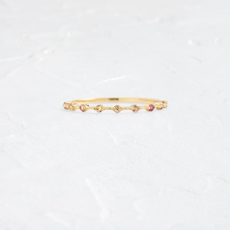 Classic Wedding Band Set-Petite Sapphire Distance Band in Sunset