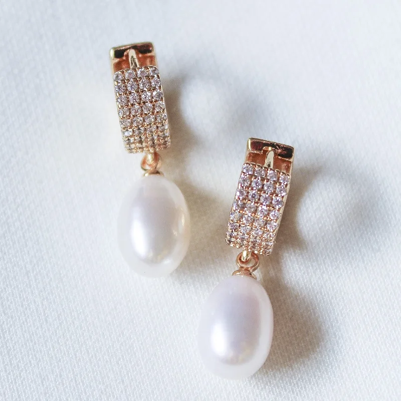 Gorgeous Stud Earrings-Kinsey Designs | Gemma Gold Tone Huggie Hoop Earrings with Pearl Drops