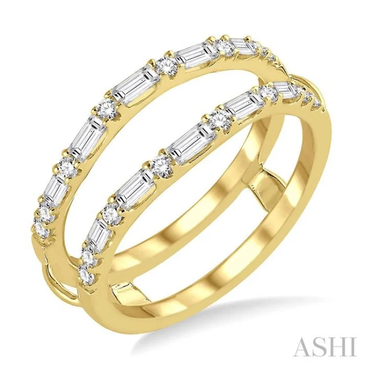 Personalized Wedding Ring-1/2 Ctw Baguette and Round Cut Diamond Insert Ring in 14K Yellow Gold