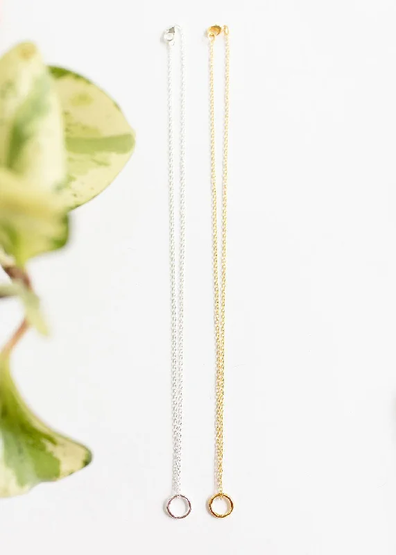 Long Gold Necklace-Floating Circle Necklace | Silver or Gold