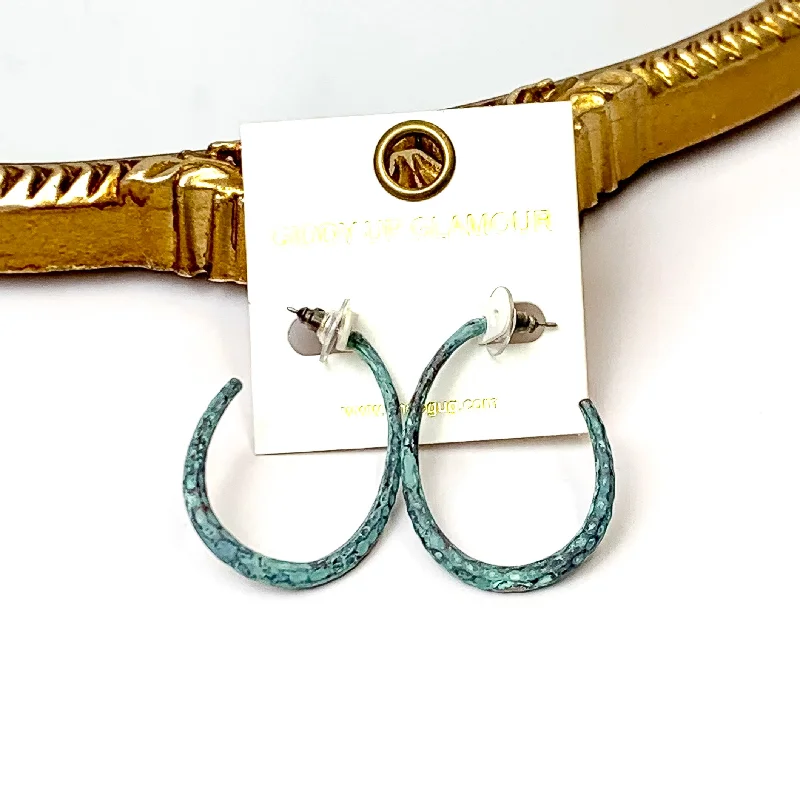 Custom Hoop Earrings-Patina Tone Open Oval Hoop Earrings