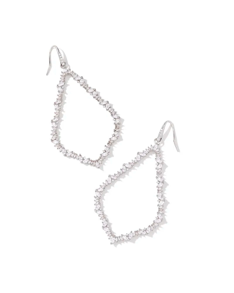 Small Stud Earrings for Women-Kendra Scott | Sophee Silver Crystal Open Frame Earrings in White Crystal