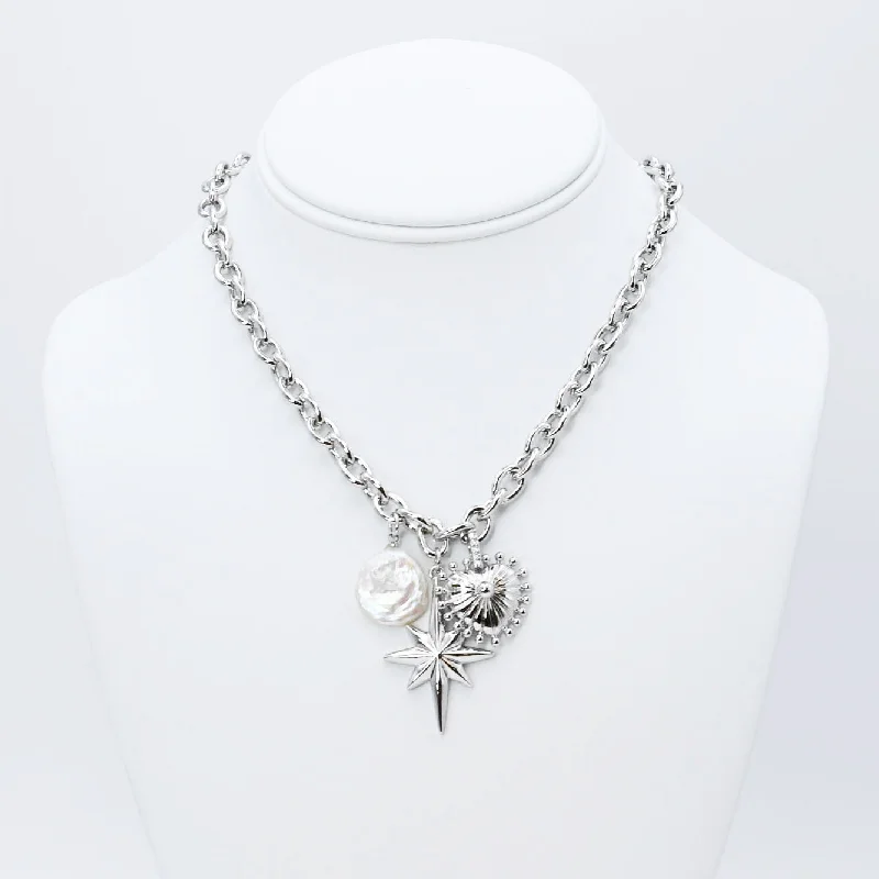 Luxury Diamond Necklace-Lovely Link Necklace Silver L2