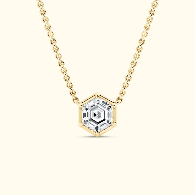 Unique Chain Necklace-Hexagon Cut 1.00ct Diamond Necklace