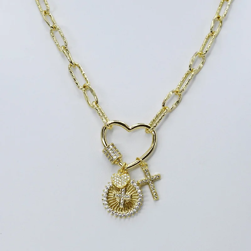 Customizable Heart Necklace-Heart of Faith Gold Necklace N65