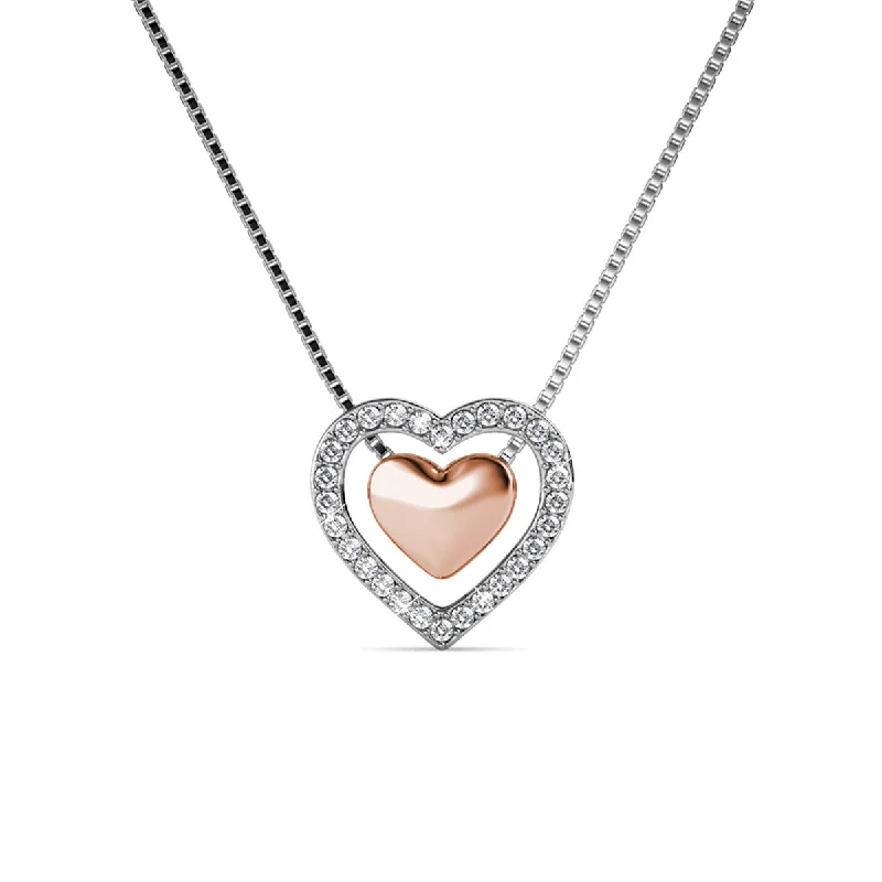 Heart Shaped Necklace-Zendaya 18k White Gold Plated Heart Necklace with Swarovski Crystals